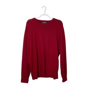 Lyle & Scott Scotland 100% Combed Cotton Red Logo Crewneck Sweater Men's Size L